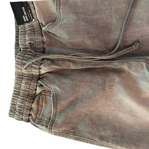 Express Super High Waisted Gray Denim Drawstring Joggers - Picture 4 of 8